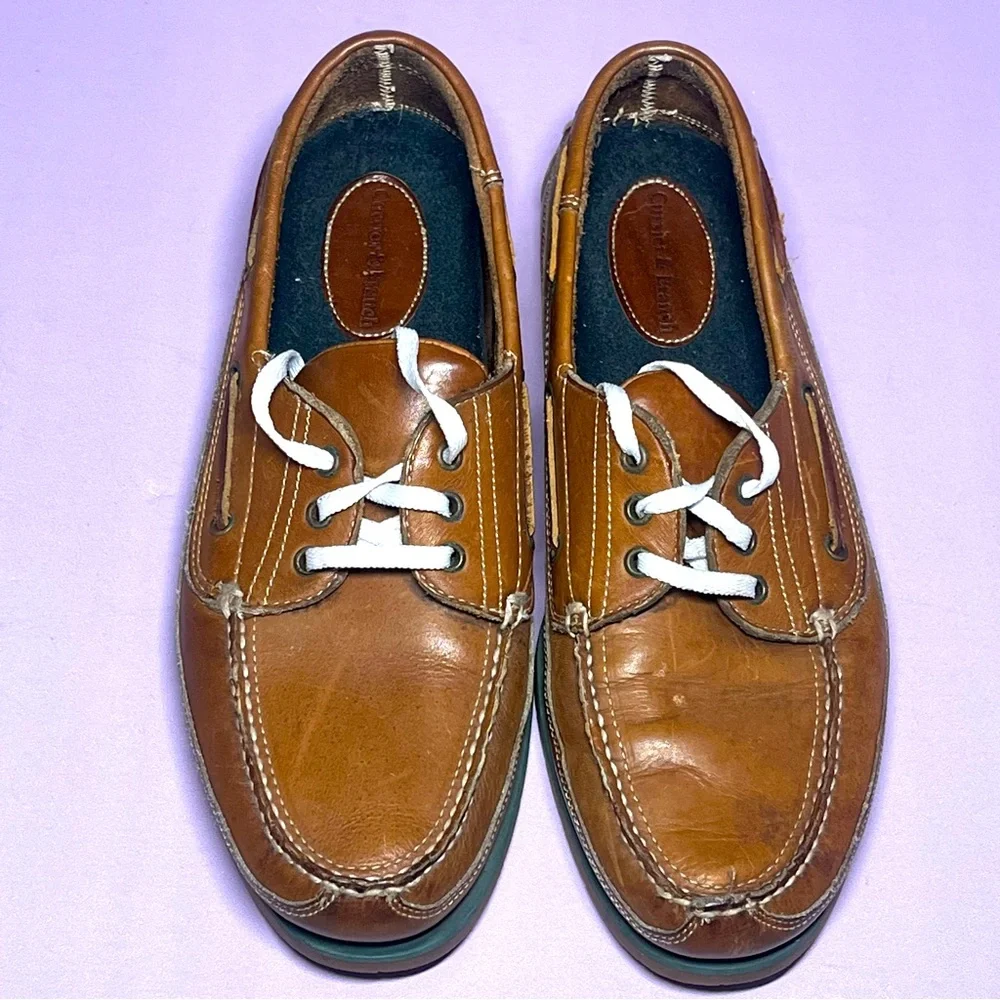 Currier & Branch Men 11 Loafers Aquatred Goodyear Soles Boat Leather Shoes Brown